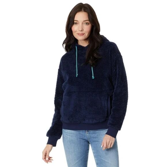 EXCELLENT CONDITION WOMEN’S CARVE DESIGNS BRIE SHERPA NAVY HOODIE SIZE XL - Picture 1 of 11